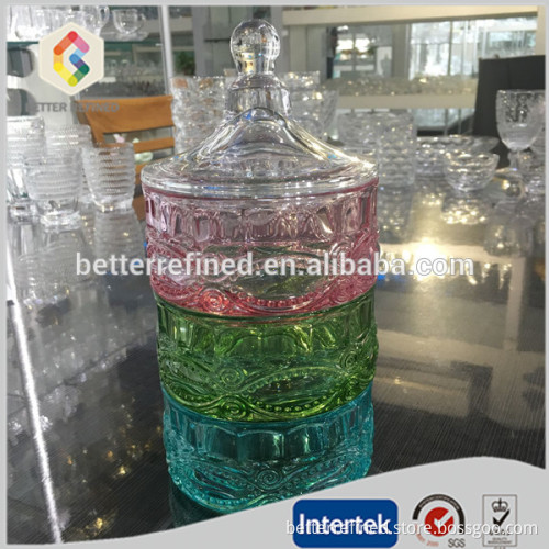 three layers tall glass candy jar